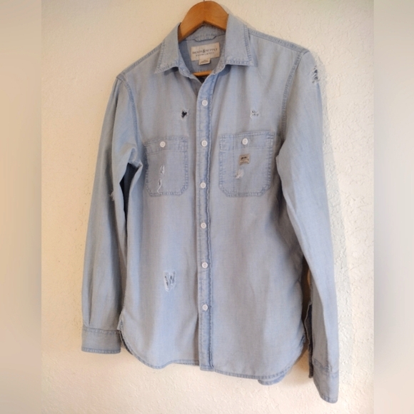 Denim & Supply Ralph Lauren Distressed American Flag Button Down Shirt - Picture 4 of 10